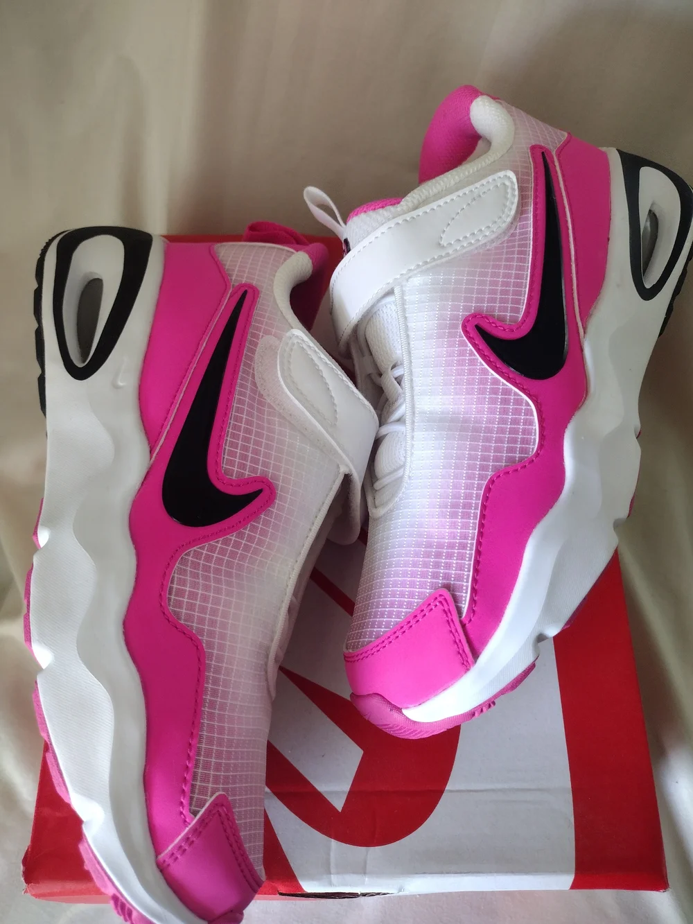 Nike Kids Pink and White Velcro Athletic Sneakers